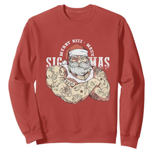 Funny Christmas Santa Sweatshirt Merry Rizzmas Sigmas Charisma Rizz Santa TS11 Red Print Your Wear