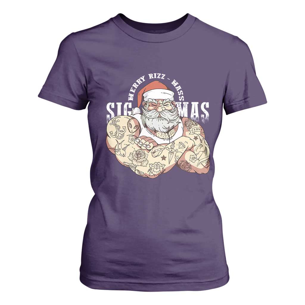 Funny Christmas Santa T Shirt For Women Merry Rizzmas Sigmas Charisma Rizz Santa TS11 Purple Print Your Wear