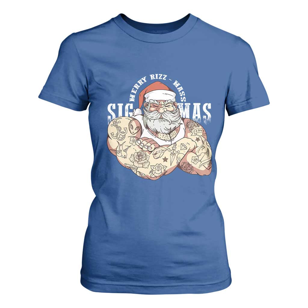 Funny Christmas Santa T Shirt For Women Merry Rizzmas Sigmas Charisma Rizz Santa TS11 Royal Blue Print Your Wear