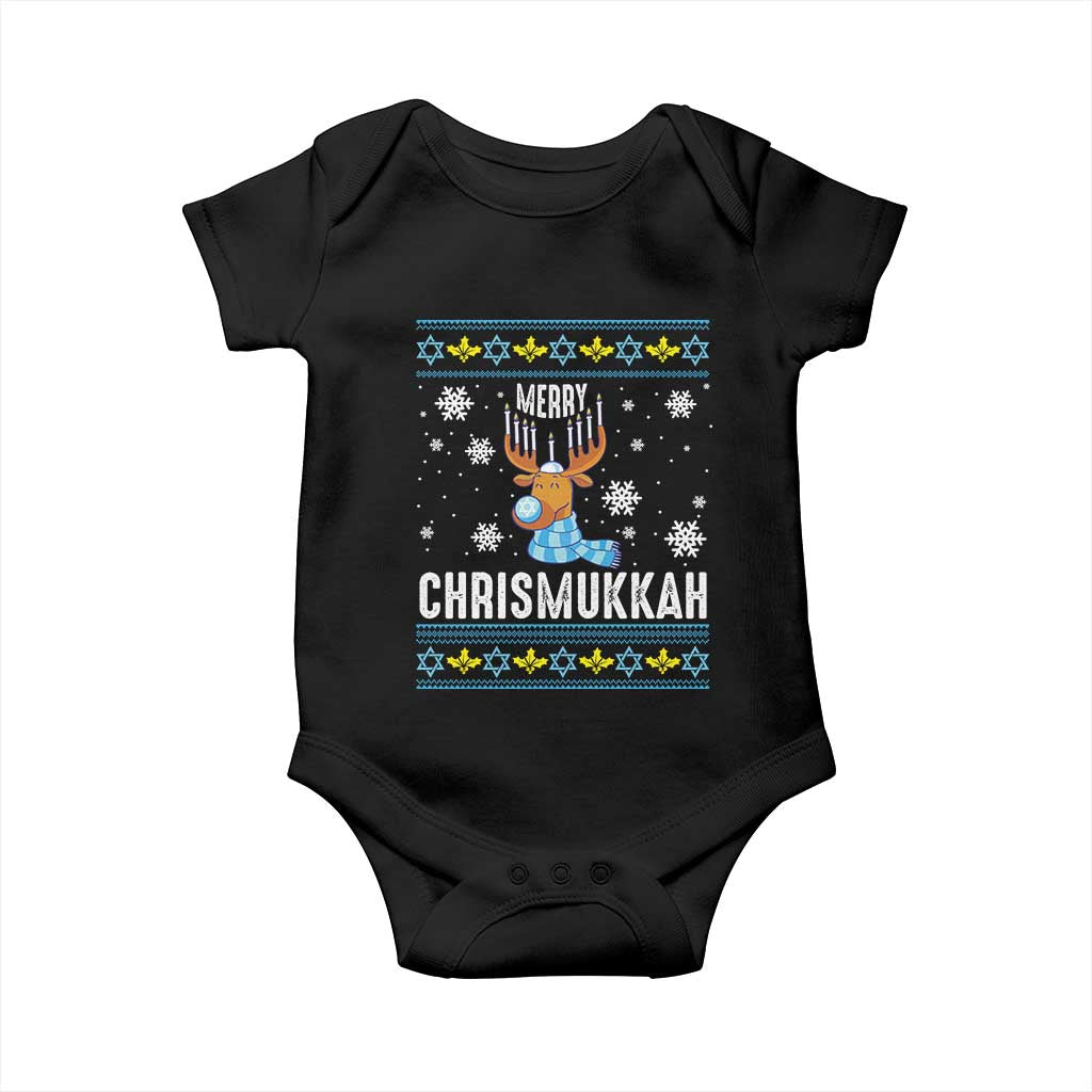 Funny Hanukkah Christmas Baby Onesie Merry Chrismukkah Reindeer David Stars Menorah TS11 Black Print Your Wear