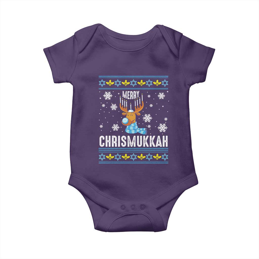 Funny Hanukkah Christmas Baby Onesie Merry Chrismukkah Reindeer David Stars Menorah TS11 Purple Print Your Wear