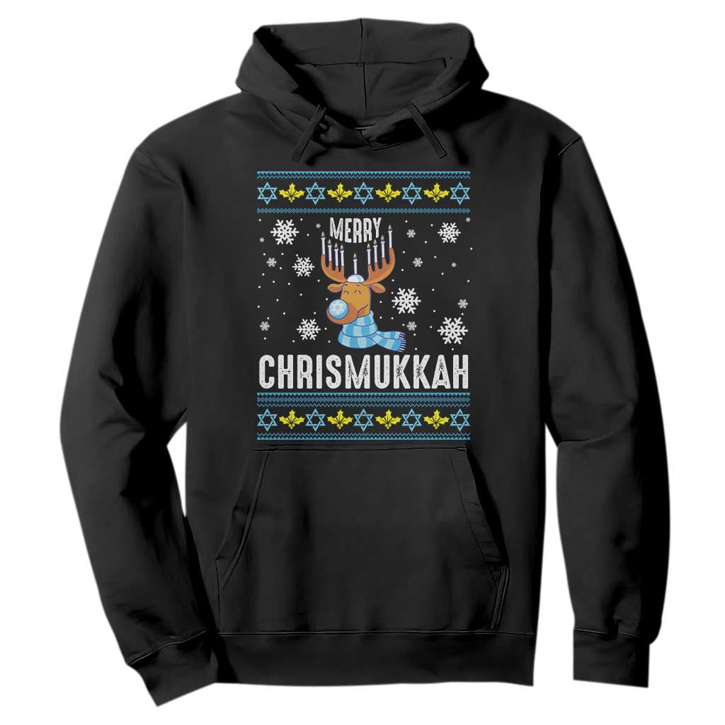 Funny Hanukkah Christmas Hoodie Merry Chrismukkah Reindeer David Stars Menorah TS11 Black Print Your Wear