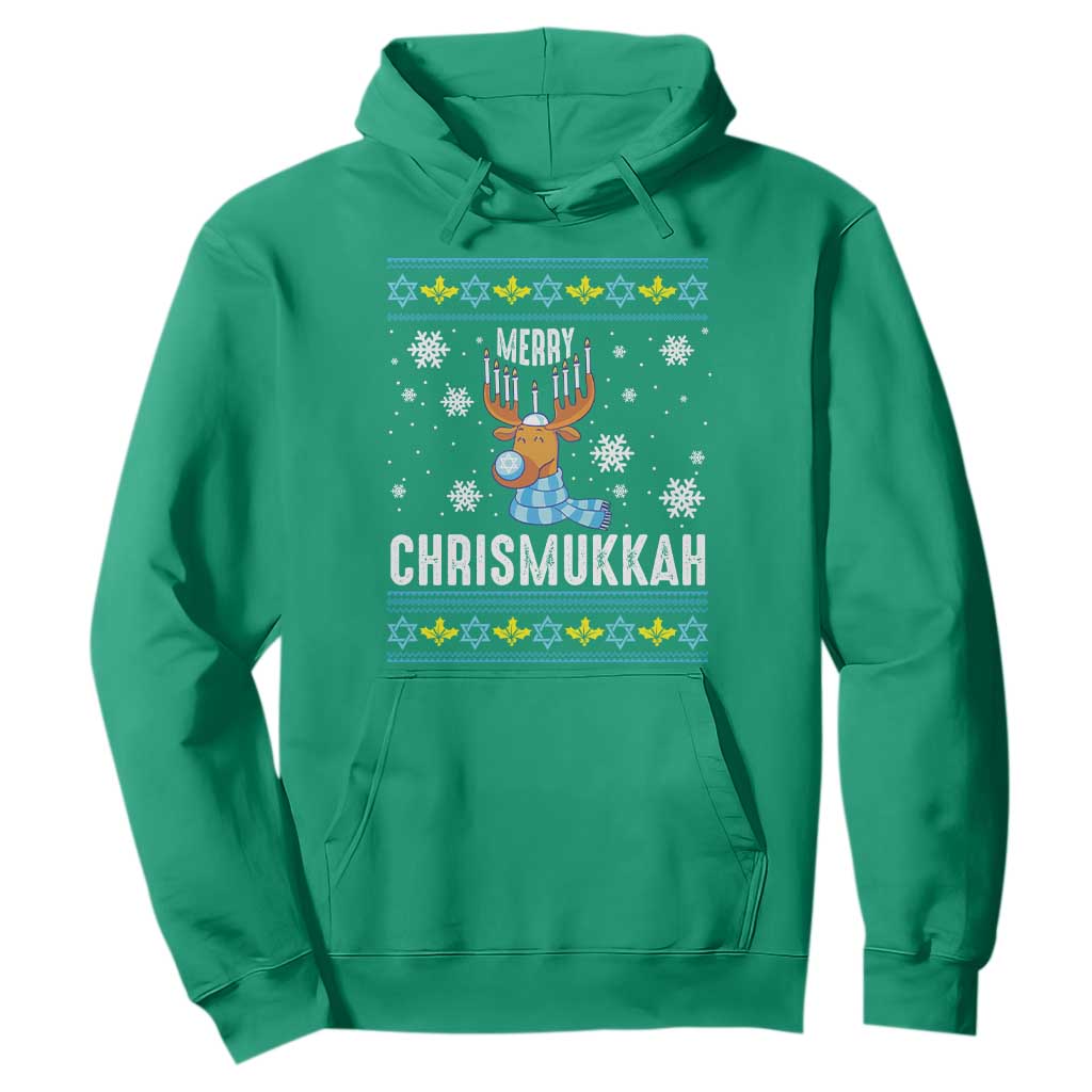 Funny Hanukkah Christmas Hoodie Merry Chrismukkah Reindeer David Stars Menorah TS11 Irish Green Print Your Wear