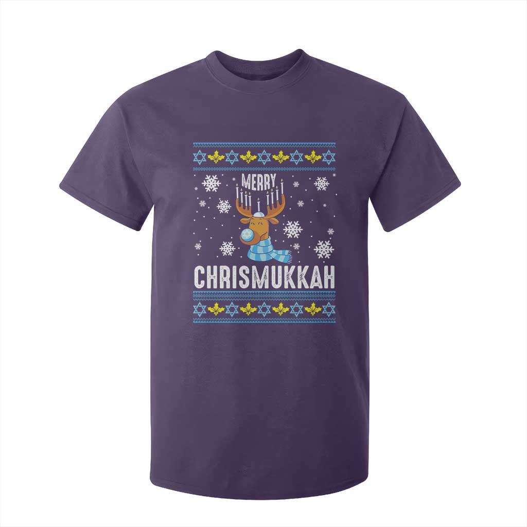 Funny Hanukkah Christmas T Shirt For Kid Merry Chrismukkah Reindeer David Stars Menorah TS11 Purple Print Your Wear