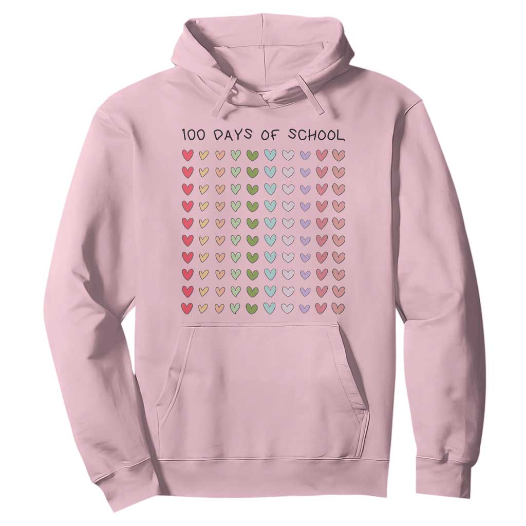 Funny 100 Days Of School Cute Pastel Heart Sketch Hoodie TS11 Light Pink Print Your Wear