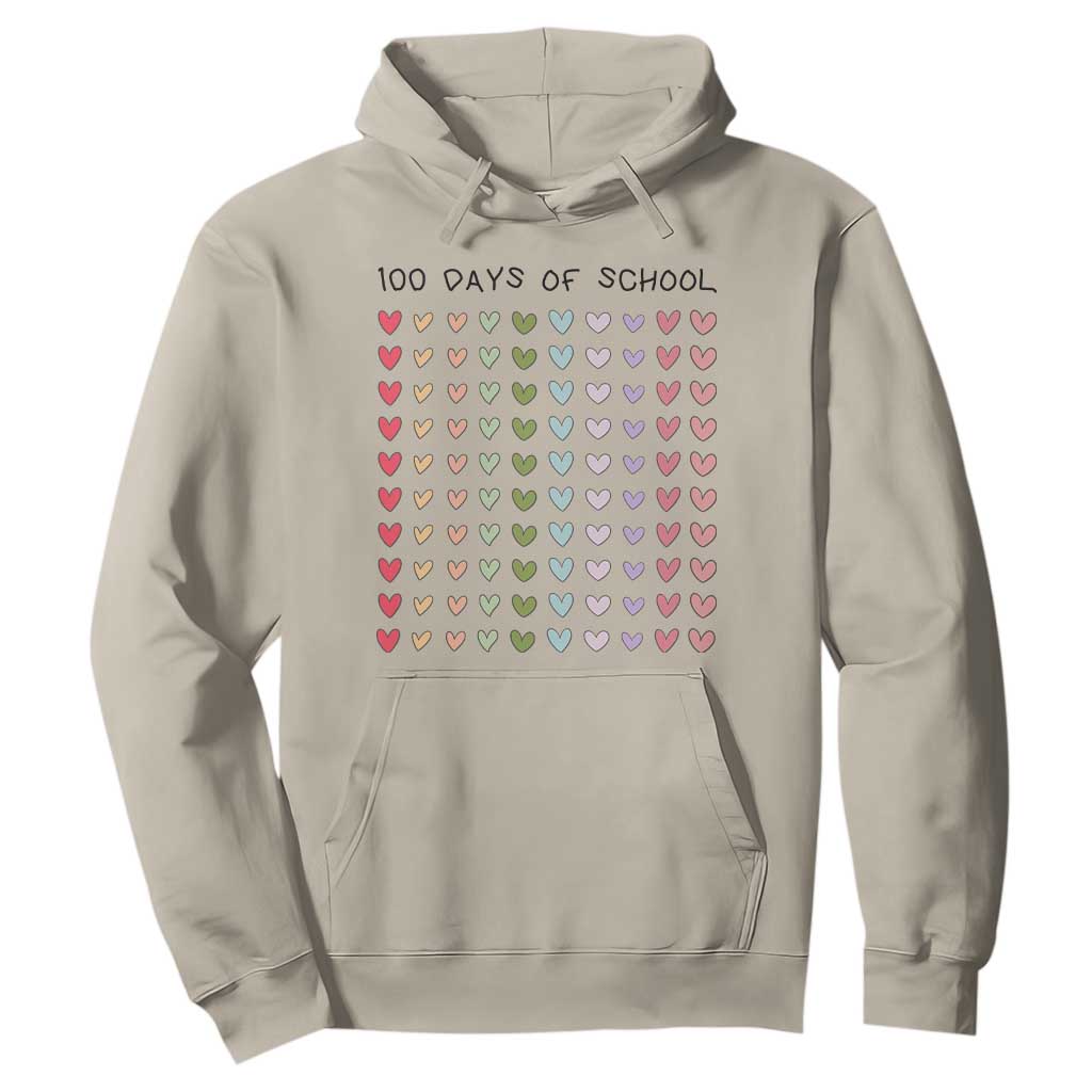 Funny 100 Days Of School Cute Pastel Heart Sketch Hoodie TS11 Sand Print Your Wear