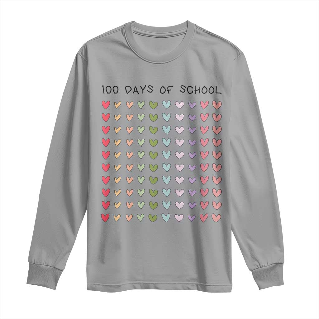Funny 100 Days Of School Cute Pastel Heart Sketch Long Sleeve Shirt TS11 Sport Gray Print Your Wear