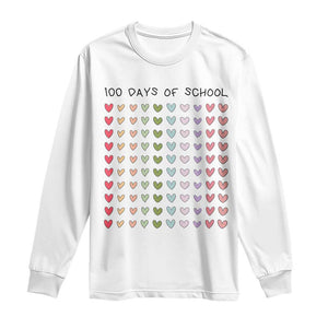 Funny 100 Days Of School Cute Pastel Heart Sketch Long Sleeve Shirt TS11 White Print Your Wear