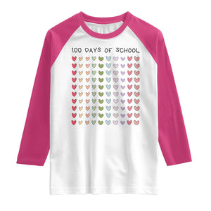 Funny 100 Days Of School Cute Pastel Heart Sketch Raglan Shirt TS11 White Heliconia Print Your Wear