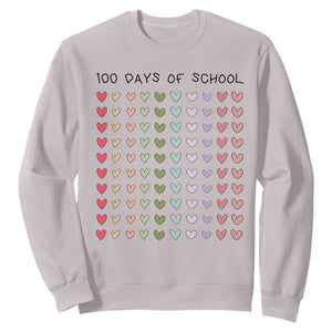 Funny 100 Days Of School Cute Pastel Heart Sketch Sweatshirt TS11 Ice Gray Print Your Wear