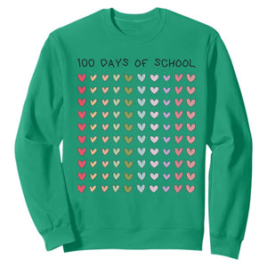 Funny 100 Days Of School Cute Pastel Heart Sketch Sweatshirt TS11 Irish Green Print Your Wear