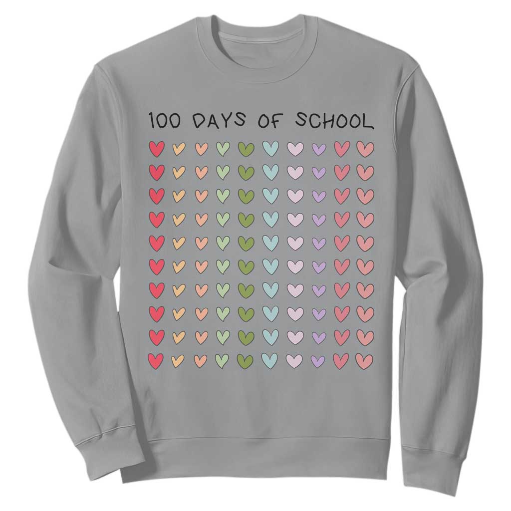 Funny 100 Days Of School Cute Pastel Heart Sketch Sweatshirt TS11 Sport Gray Print Your Wear