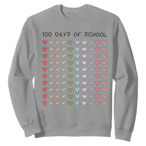 Funny 100 Days Of School Cute Pastel Heart Sketch Sweatshirt TS11 Sport Gray Print Your Wear