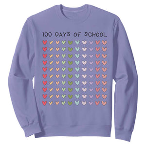 Funny 100 Days Of School Cute Pastel Heart Sketch Sweatshirt TS11 Violet Print Your Wear