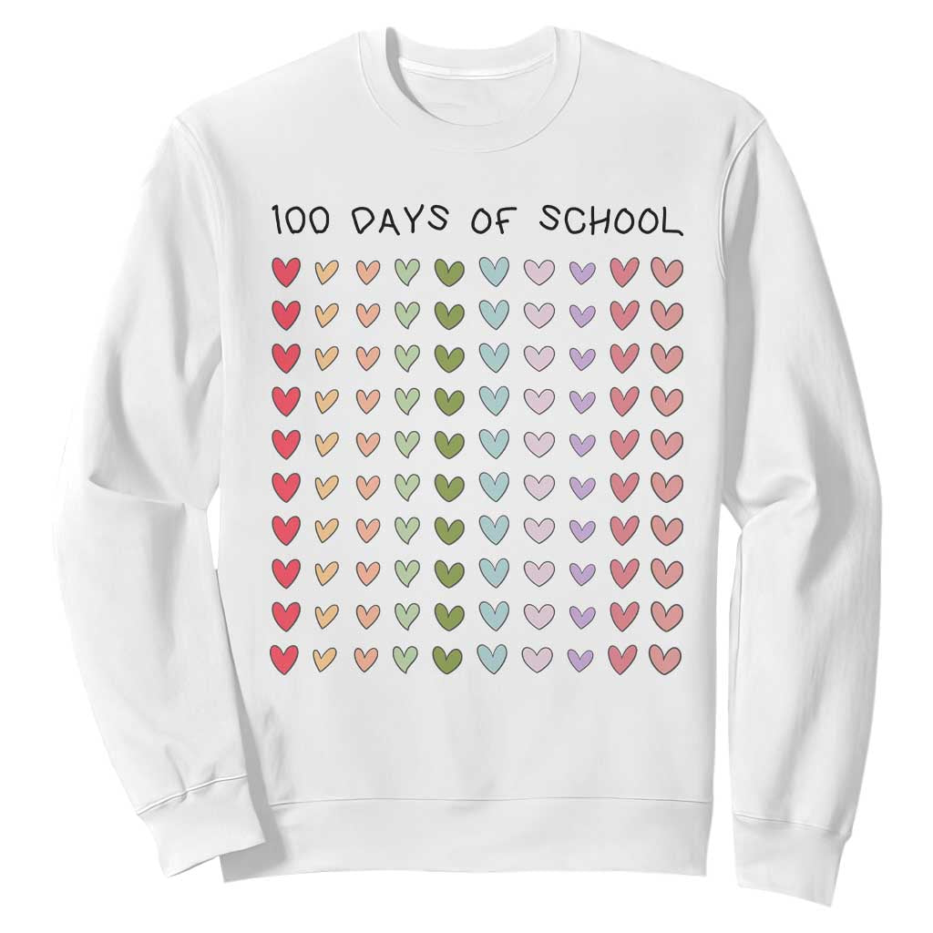 Funny 100 Days Of School Cute Pastel Heart Sketch Sweatshirt TS11 White Print Your Wear