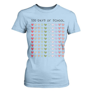 Funny 100 Days Of School Cute Pastel Heart Sketch T Shirt For Women TS11 Light Blue Print Your Wear