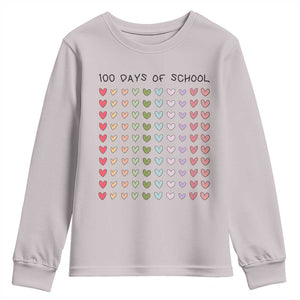 Funny 100 Days Of School Cute Pastel Heart Sketch Youth Sweatshirt TS11 Ice Gray Print Your Wear
