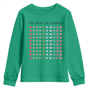 Funny 100 Days Of School Cute Pastel Heart Sketch Youth Sweatshirt TS11 Irish Green Print Your Wear