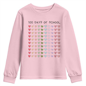 Funny 100 Days Of School Cute Pastel Heart Sketch Youth Sweatshirt TS11 Light Pink Print Your Wear