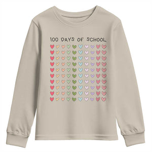 Funny 100 Days Of School Cute Pastel Heart Sketch Youth Sweatshirt TS11 Sand Print Your Wear