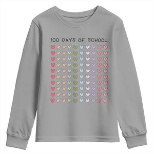 Funny 100 Days Of School Cute Pastel Heart Sketch Youth Sweatshirt TS11 Sport Gray Print Your Wear