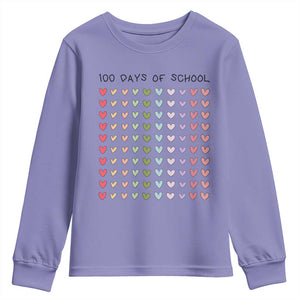 Funny 100 Days Of School Cute Pastel Heart Sketch Youth Sweatshirt TS11 Violet Print Your Wear