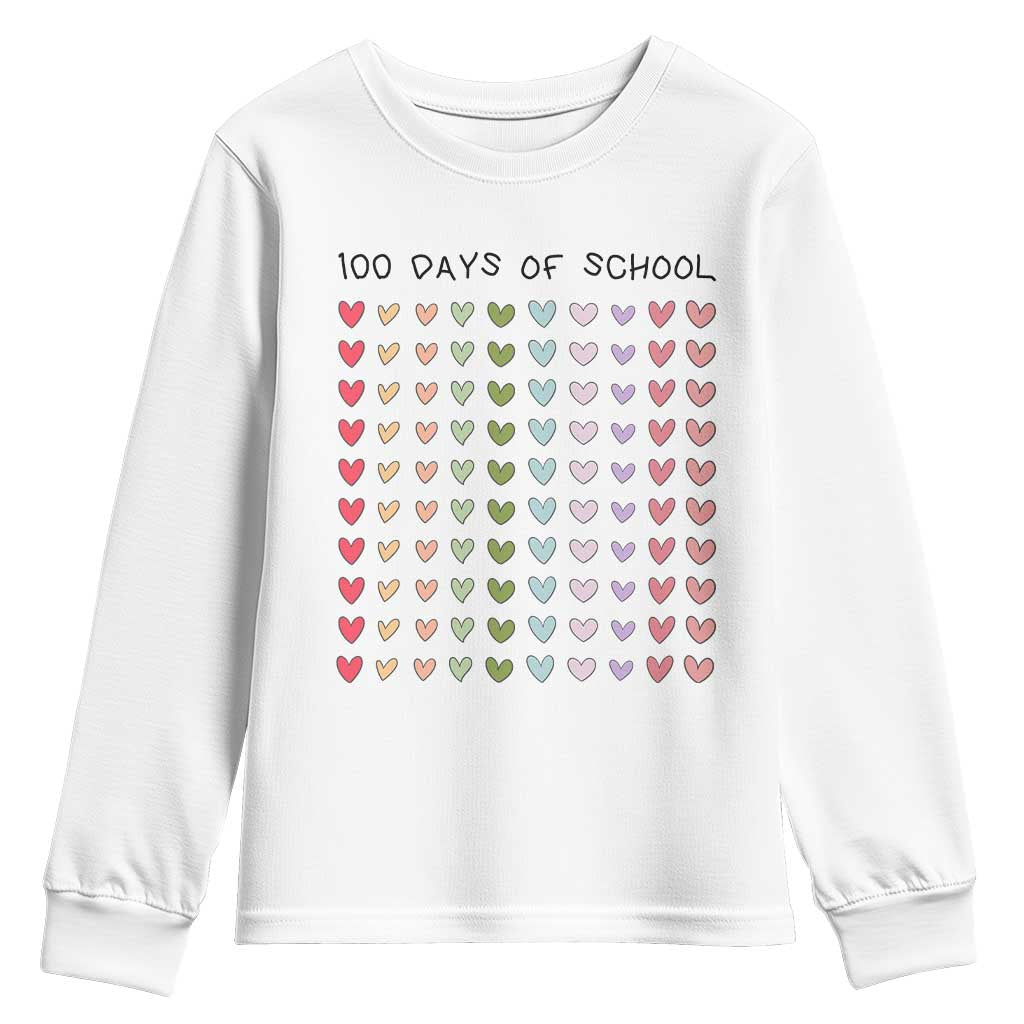 Funny 100 Days Of School Cute Pastel Heart Sketch Youth Sweatshirt TS11 White Print Your Wear