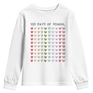 Funny 100 Days Of School Cute Pastel Heart Sketch Youth Sweatshirt TS11 White Print Your Wear