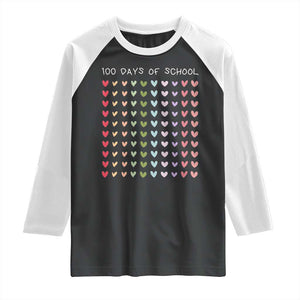Funny 100 Days Of School Pastel Heart Sketch Raglan Shirt TS11 Black White Print Your Wear