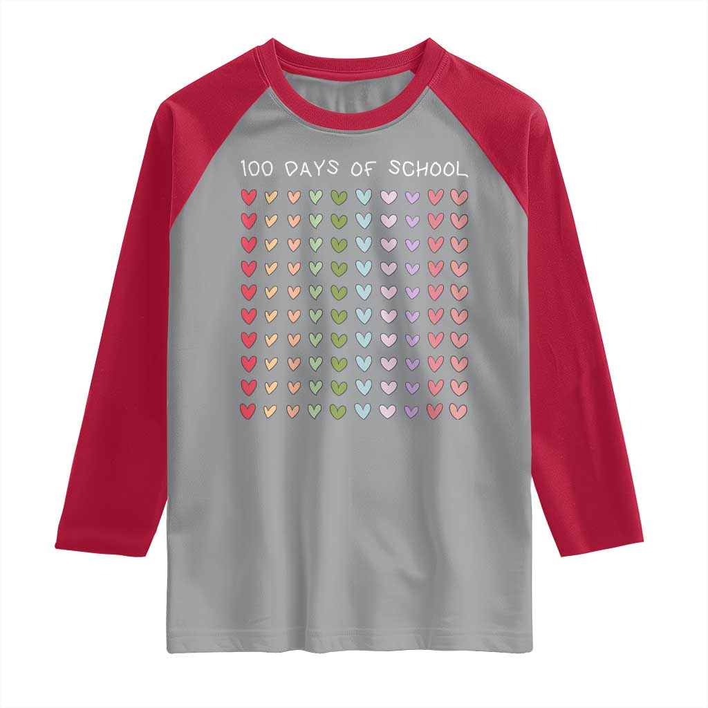 Funny 100 Days Of School Pastel Heart Sketch Raglan Shirt TS11 Sport Gray Red Print Your Wear