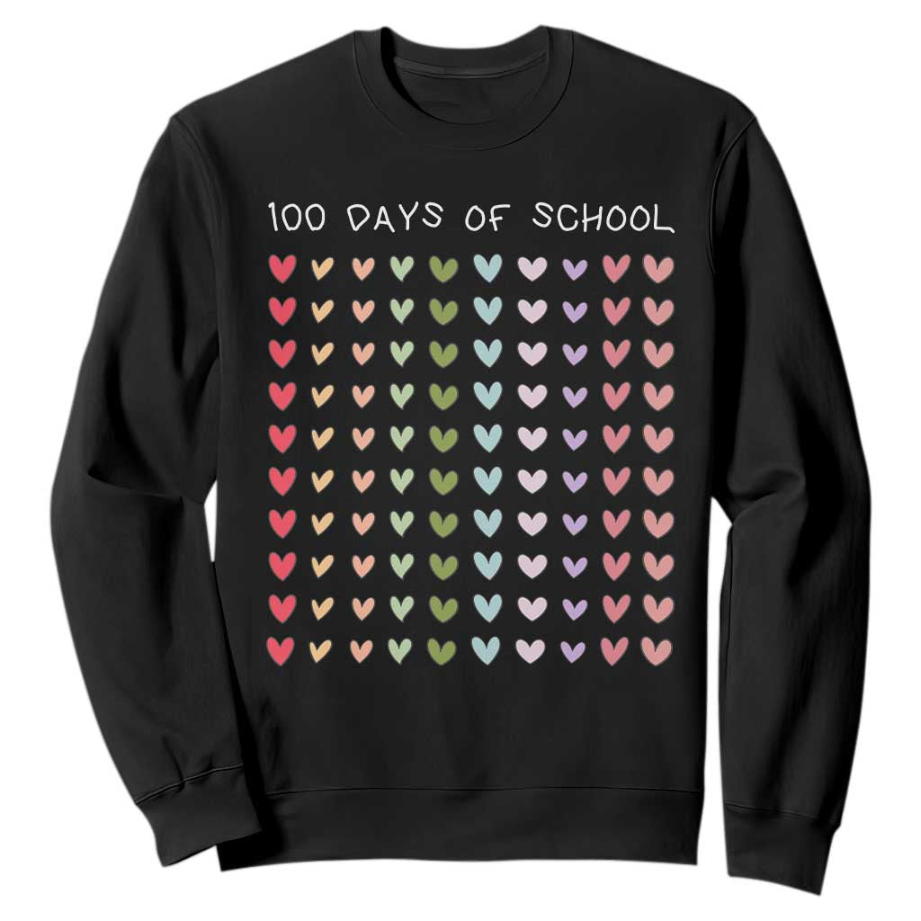Funny 100 Days Of School Pastel Heart Sketch Sweatshirt TS11 Black Print Your Wear