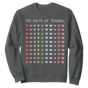 Funny 100 Days Of School Pastel Heart Sketch Sweatshirt TS11 Dark Heather Print Your Wear