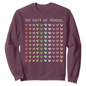 Funny 100 Days Of School Pastel Heart Sketch Sweatshirt TS11 Maroon Print Your Wear