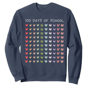 Funny 100 Days Of School Pastel Heart Sketch Sweatshirt TS11 Navy Print Your Wear