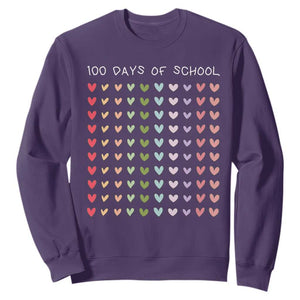 Funny 100 Days Of School Pastel Heart Sketch Sweatshirt TS11 Purple Print Your Wear