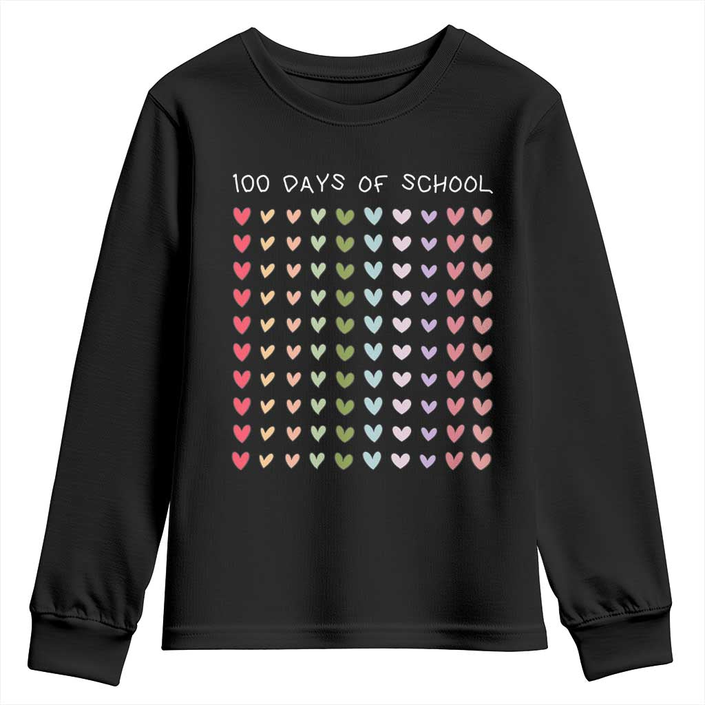 Funny 100 Days Of School Pastel Heart Sketch Youth Sweatshirt TS11 Black Print Your Wear