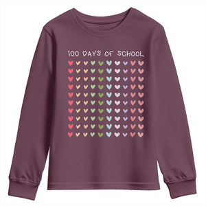 Funny 100 Days Of School Pastel Heart Sketch Youth Sweatshirt TS11 Maroon Print Your Wear
