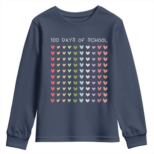 Funny 100 Days Of School Pastel Heart Sketch Youth Sweatshirt TS11 Navy Print Your Wear