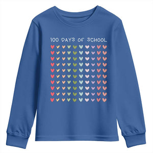 Funny 100 Days Of School Pastel Heart Sketch Youth Sweatshirt TS11 Royal Blue Print Your Wear