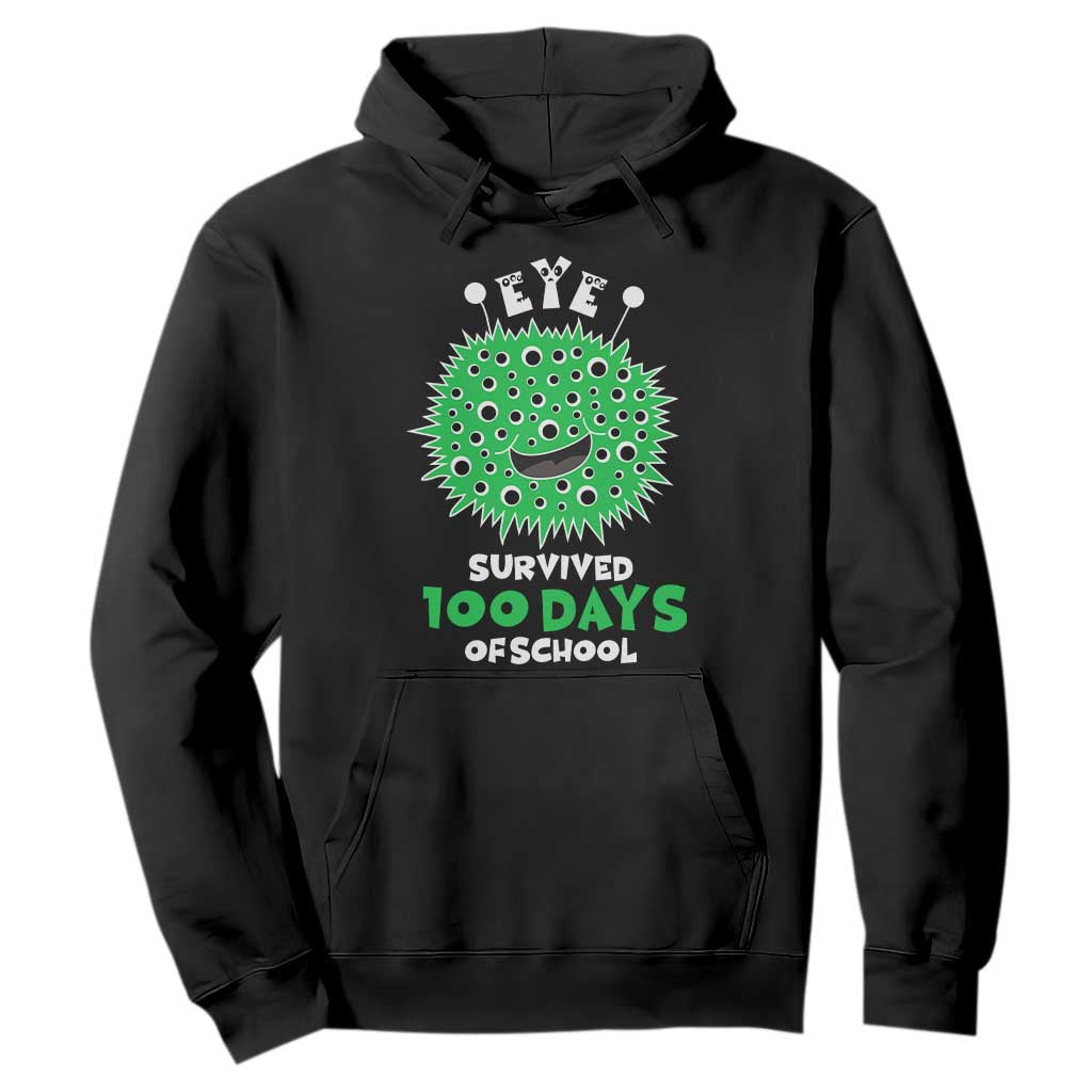 Funny Monster Virus Eye Survived 100 Days Of School Hoodie TS11 Black Print Your Wear