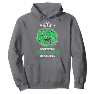 Funny Monster Virus Eye Survived 100 Days Of School Hoodie TS11 Charcoal Print Your Wear