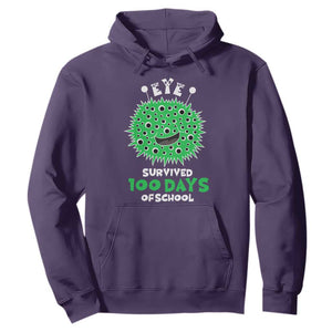 Funny Monster Virus Eye Survived 100 Days Of School Hoodie TS11 Purple Print Your Wear