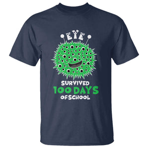 Funny Monster Virus Eye Survived 100 Days Of School T Shirt TS11 Navy Print Your Wear