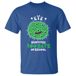 Funny Monster Virus Eye Survived 100 Days Of School T Shirt TS11 Royal Blue Print Your Wear