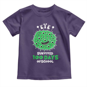 Funny Monster Virus Eye Survived 100 Days Of School Toddler T Shirt TS11 Purple Print Your Wear