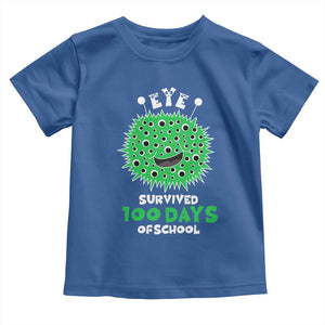 Funny Monster Virus Eye Survived 100 Days Of School Toddler T Shirt TS11 Royal Blue Print Your Wear