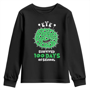 Funny Monster Virus Eye Survived 100 Days Of School Youth Sweatshirt TS11 Black Print Your Wear