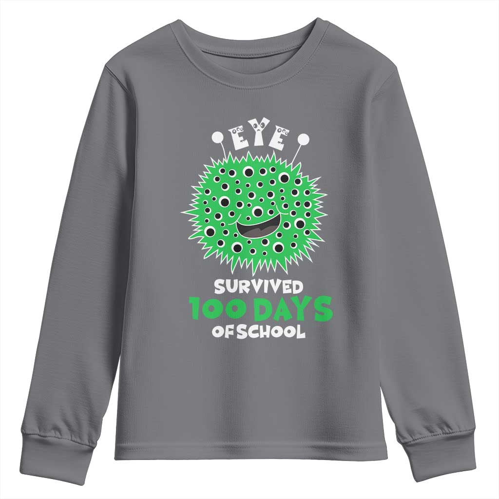 Funny Monster Virus Eye Survived 100 Days Of School Youth Sweatshirt TS11 Charcoal Print Your Wear