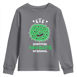 Funny Monster Virus Eye Survived 100 Days Of School Youth Sweatshirt TS11 Charcoal Print Your Wear
