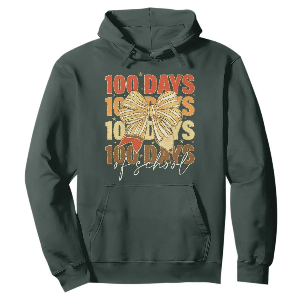 100 Days Of School Coquette Pencil Bow Hoodie TS11 Dark Forest Green Print Your Wear
